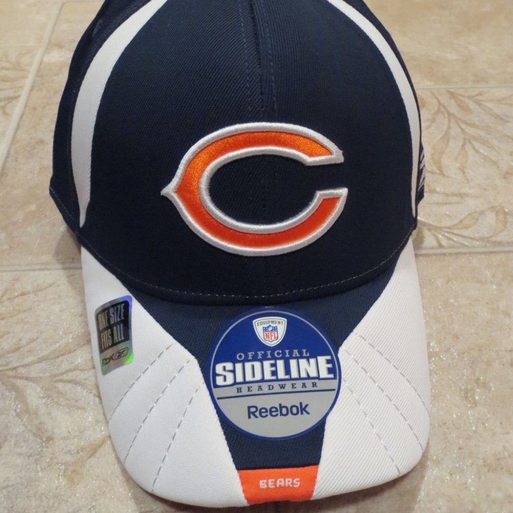 NFL Chicago Bears Baseball Cap Hat, White & Navy Blue (189)